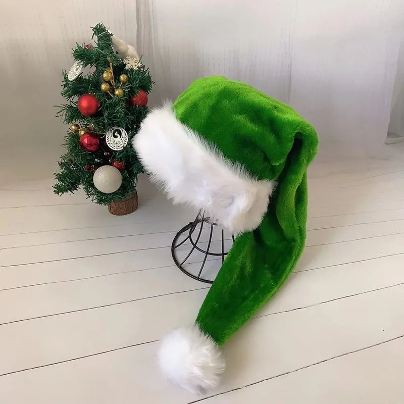 Black and White Fur Plush Hat for Adults and Children, Christmas Cap, Xmas Party, Home Decoration, High Quality