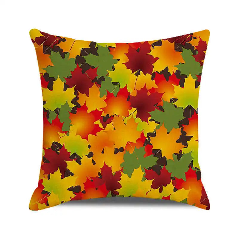 Happy Thanksgiving! Autumn maple leaves Digital printing short plush pillow covers for car sofa office cushion cover home goods