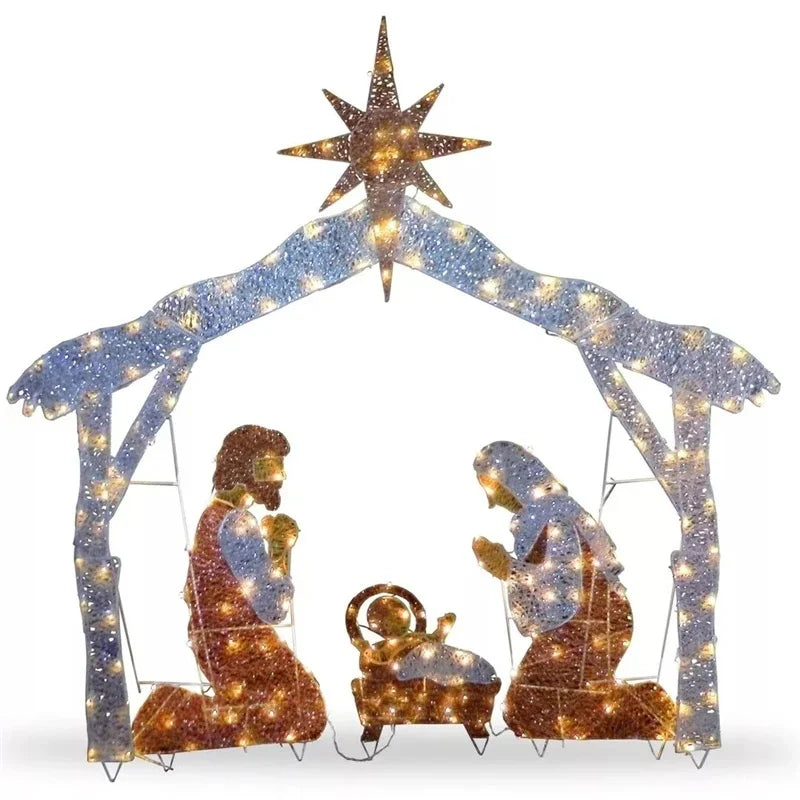 Garden Nativity Scene Decoration Christmas Ornament Christmas Easter Creative Outdoor Indoor Display Figurine Holiday Home Decor