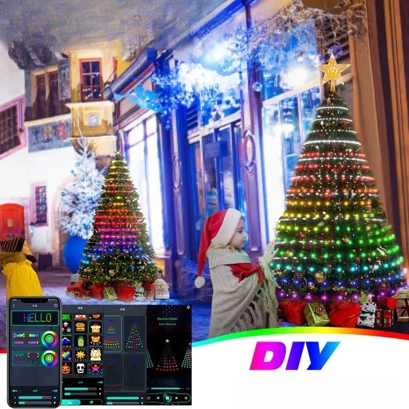 Christmas Decorations Tree Led Lights String Application DIY Image LED RGB IC Fairy Bluetooth Control