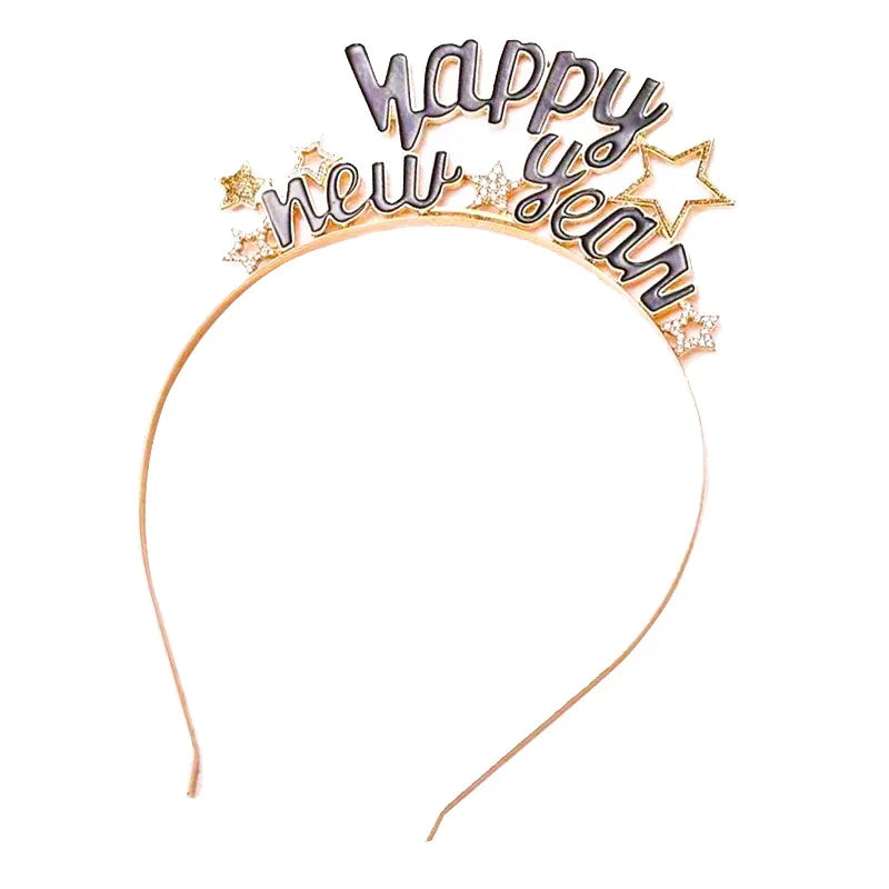 1pcs Happy New Year Headbands for Women Men Girls Boys Rhinestone Headband Eve Party Supplies