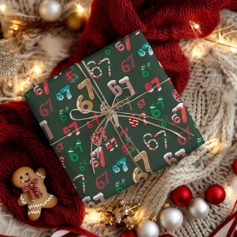 67 Christmas Wrapping Paper, 6 7 Wrapping Paper, 67 Funny Christmas Gift Wrap For Kids, Santa 67