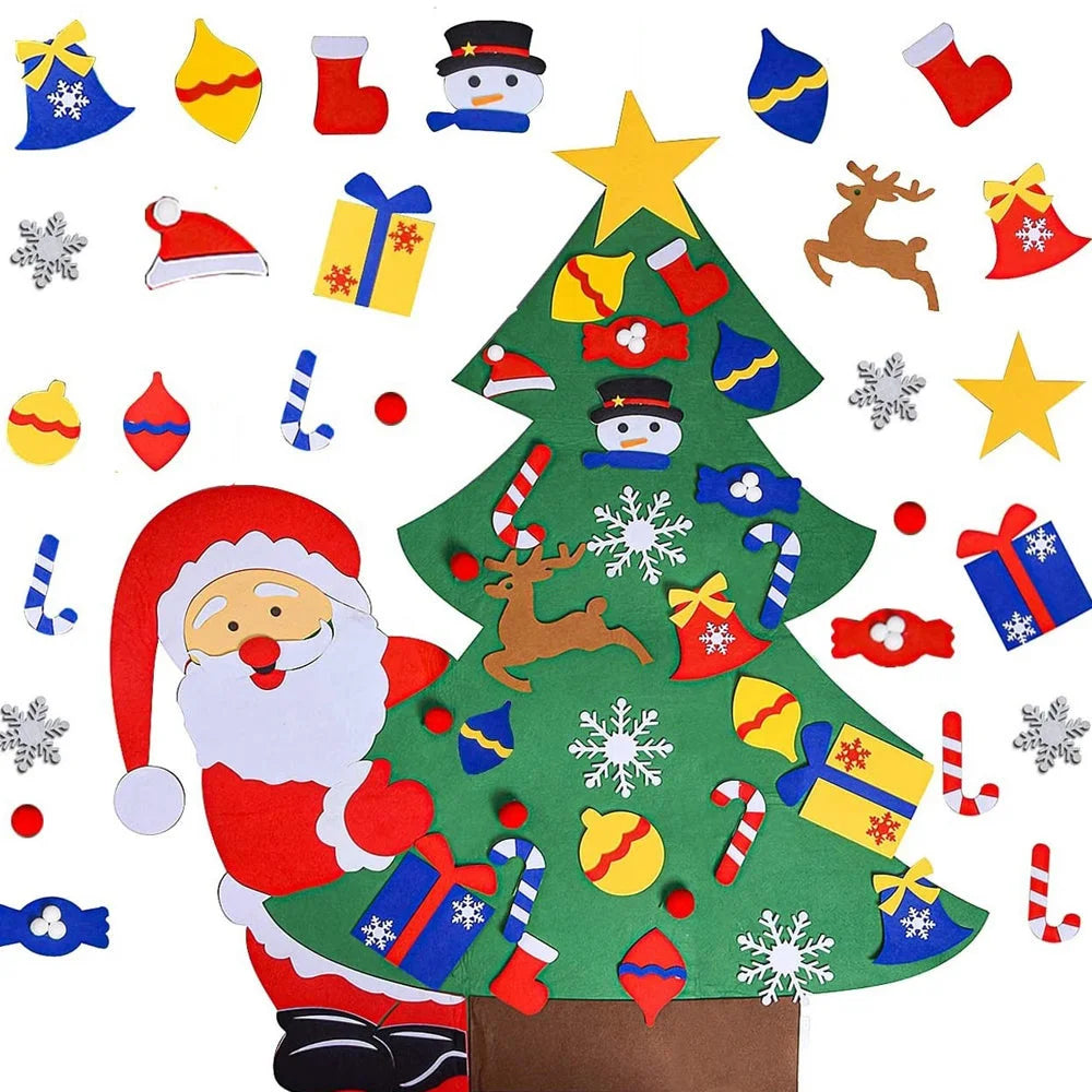 DIY Felt Christmas Tree Christmas Decoration for Home Xmas Door Wall Decorations Wall Hanging Ornaments For Kids New Year Gifts