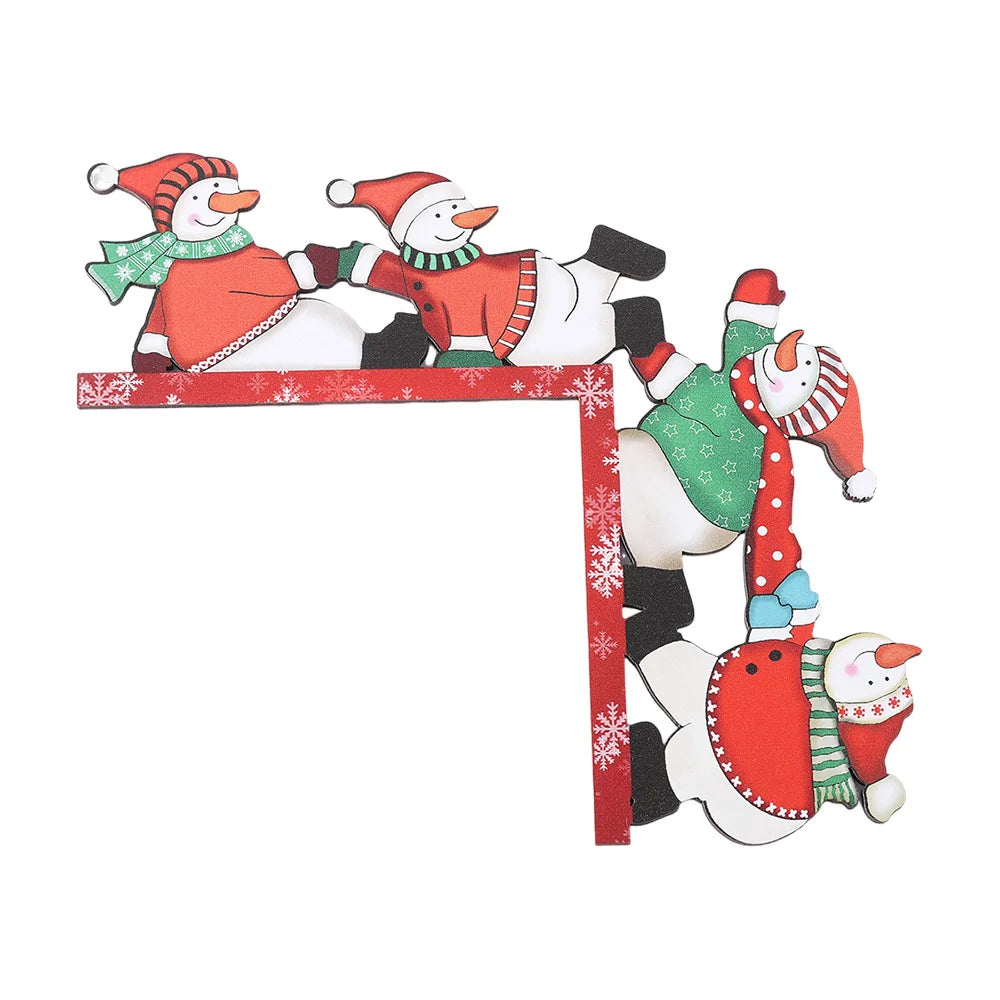 Christmas Wooden Door Frame Corner Decoration Cartoon Snowman Decorations