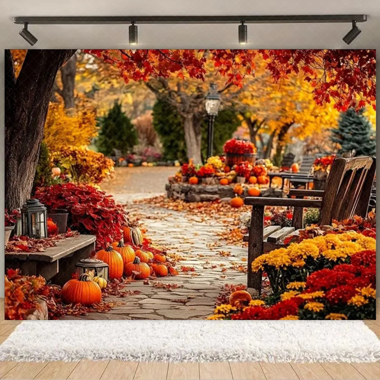 Autumn Harves Happy Thanksgiving Background Pumpkin Turkey Orange Backdrop Banner Party Decorations Supplies Family Party Gifts