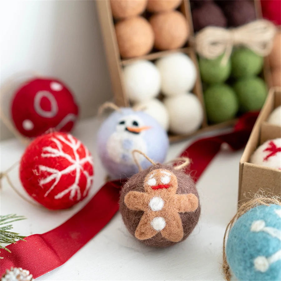 Christmas Felt Wool Balls Snowballs Christmas Tree Decoration Hangings diy New Year Ornaments
