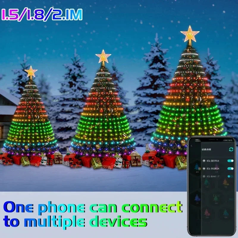 Christmas Decorations Tree Led Lights String Application DIY Image LED RGB IC Fairy Bluetooth Control