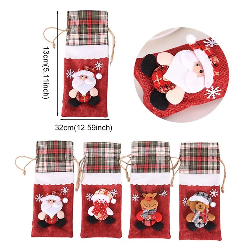 Christmas Wine Bottle Cover Merry Christmas Decoration For Home 2024 Christmas Ornaments Decor Happy New Year 2025 Navid Noel