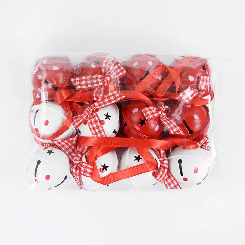 12Pcs Snowflake Christmas Jingle Bells Metal Decorative Pendant Xmas Tree Hanging Ornament 2025 New Year Home Party Decorations