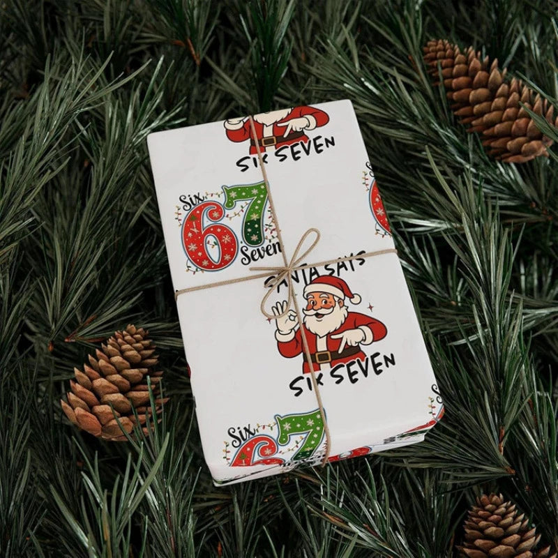 67 Christmas Wrapping Paper, 6 7 Wrapping Paper, 67 Funny Christmas Gift Wrap For Kids, Santa 67