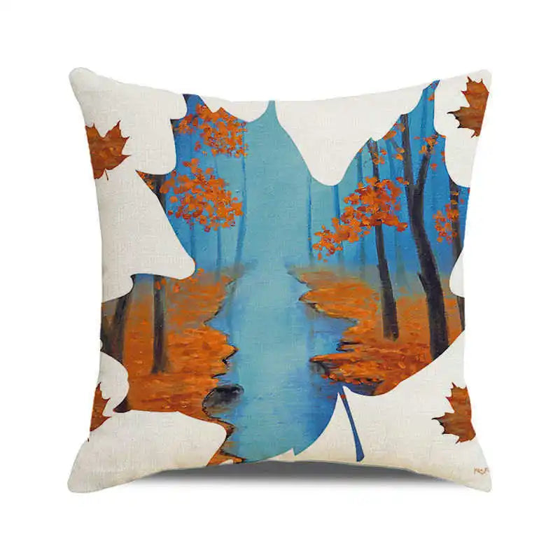 Happy Thanksgiving! Autumn maple leaves Digital printing short plush pillow covers for car sofa office cushion cover home goods