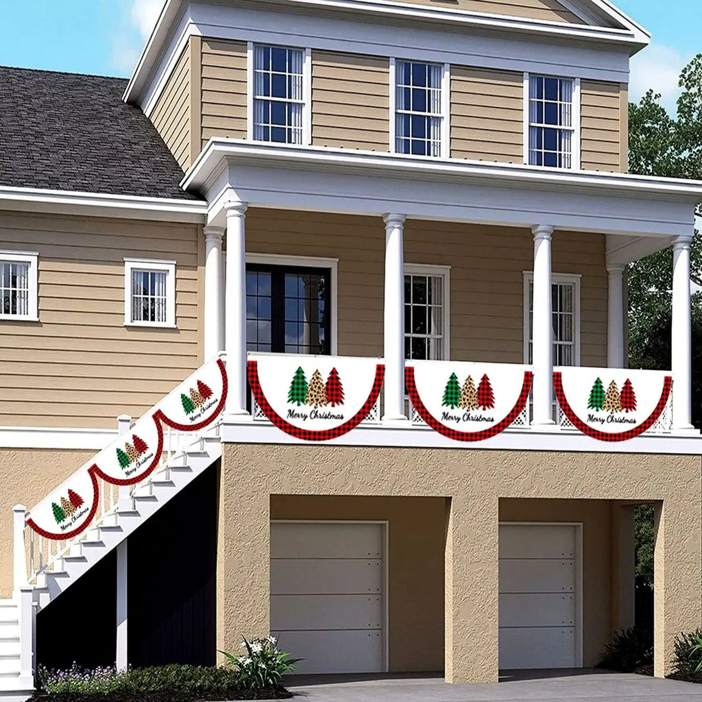 Christmas Outdoor Fan-shaped Flag Banner Merry Christmas Decoration for Home 2024 Xmas Ornament Navidad Natal Noel New Year 2025