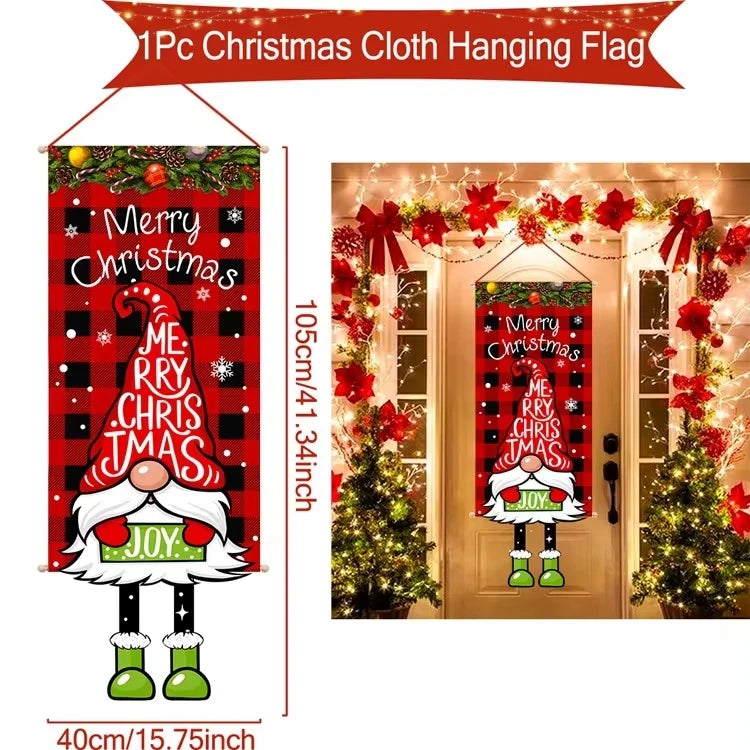 Merry Christmas Hanging Flag Christmas Decorations For Home 2024 Christmas Door Banner Xmas Gifts Navidad Happy New Year 2025