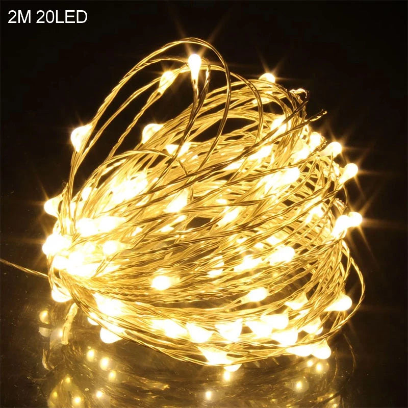 2M 20LED Santa Claus Snowflake LED Light String Christmas Decoration For Home Xmas Tree Ornament 2025 Navidad Kids Gift New Year