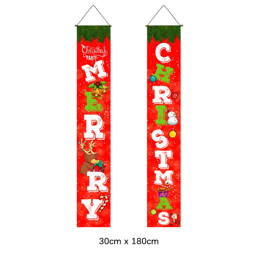 Christmas Door Decoration Merry Christmas Snowman Santa Banner Xmas Hanging Ornament Decoration for Home Happy New Year 2023