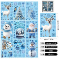 Blue White Christmas Elk Window Sticker Cartoon Elk Snowflake Bell Glass Sticker Merry Christmas Decor 2025 Happy New Year 2026