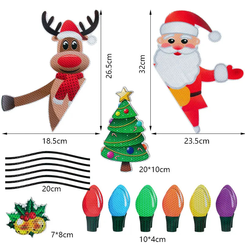 Christmas Car Refrigerator Decoration Reflective Bulb Light Shaped Magnets Stickers Magnetic Wires Ornaments Set Xmas home decor