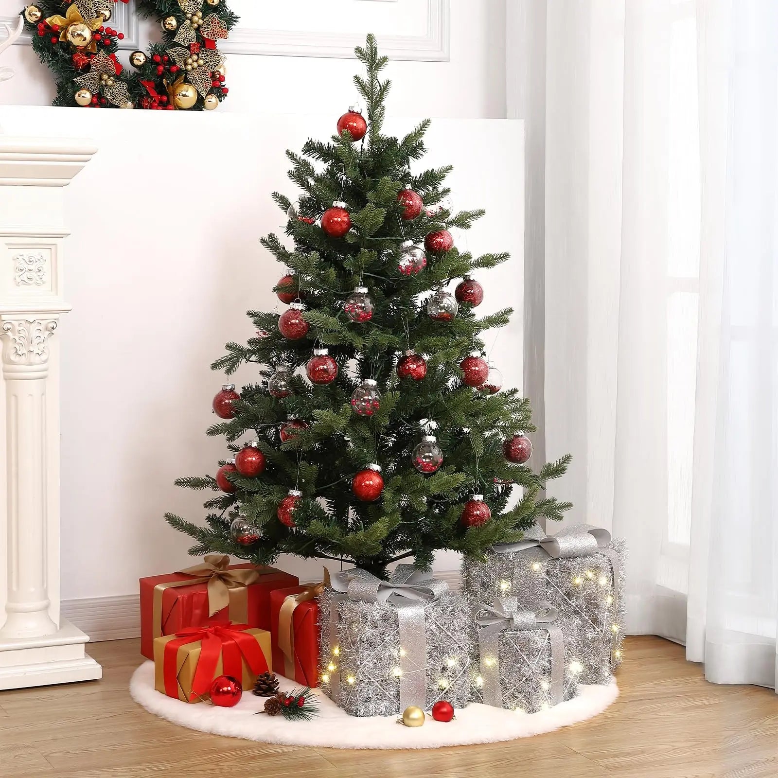 Lighted Gift Box Set of 3,Christmas Decoration Boxes with Bow, Pre-Lit Present Boxes with Warm Lights,Yard Christmas Decorations