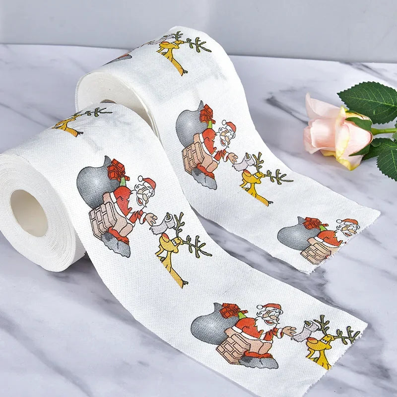 Christmas Pattern Series Roll Paper Christmas Decorations Prints Cute Toilet Paper Christmas Decorations For Home