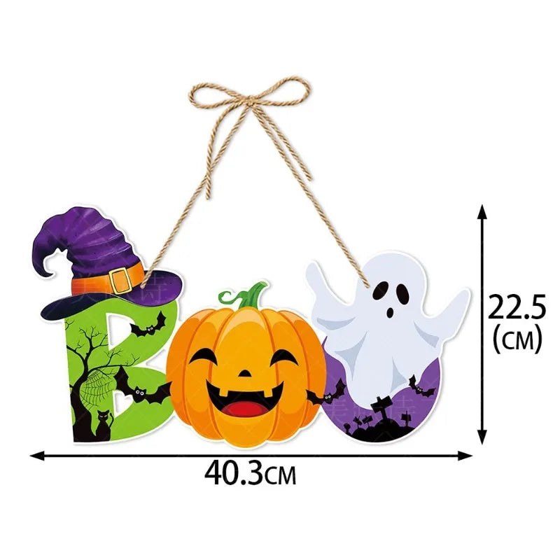 Halloween Party Door Decorations Horror Pumpkin Ghost Bat Hanging Pendent paper Sign for Home Halloween Festival Party Decor