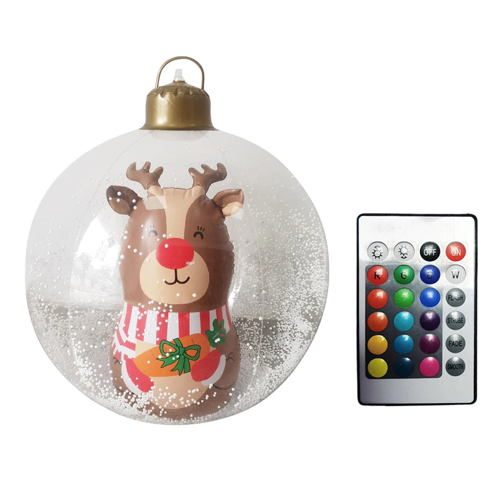 60cm Inflatable Christmas Ball With Light Santa Claus Snowman Christmas Tree Giant Big Large Christmas Balls Ornament Xmas Decor