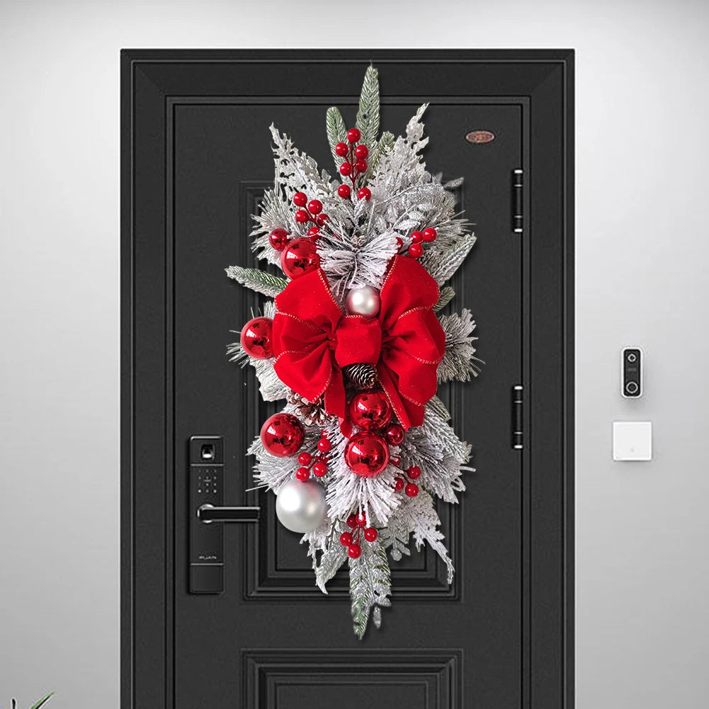 Red Christmas Wreath Home Atmosphere Decorative Garland Stair Decoration Holiday Wreath Home Door Window Decoration Accessories