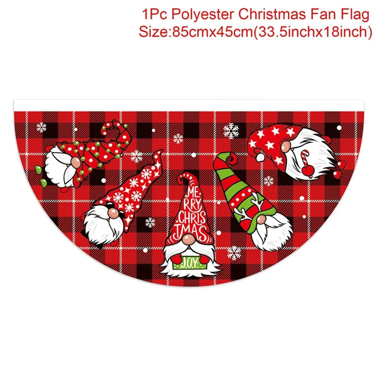 Christmas Outdoor Fan-shaped Flag Banner Merry Christmas Decoration for Home 2024 Xmas Ornament Navidad Natal Noel New Year 2025