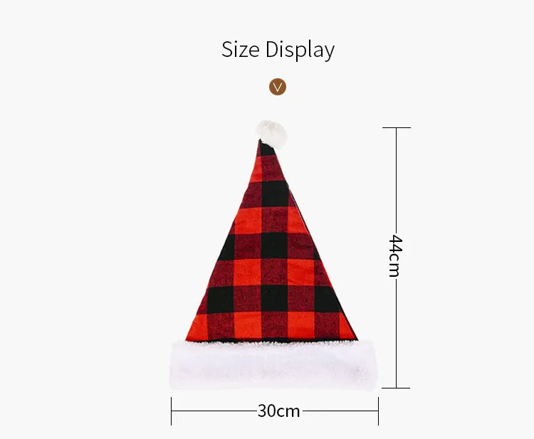 Christmas Black Red Plush Hat Santa Novelty Hat Kids Christmas Decorations For New Year Home Santa Claus Gift Party Supplies