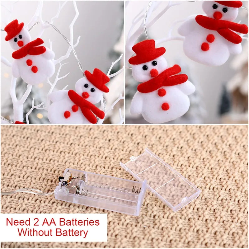 Snowman Christmas LED Garland String Light Merry Christmas Decorations For Home 2024 Xmas Tree Ornament Navidad New Year Gifts