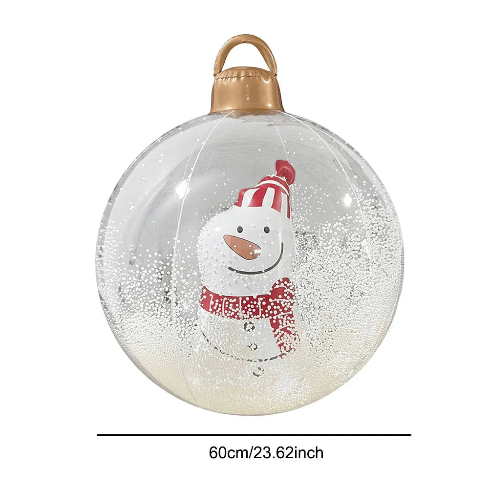 60cm Inflatable Christmas Ball With Light Santa Claus Snowman Christmas Tree Giant Big Large Christmas Balls Ornament Xmas Decor