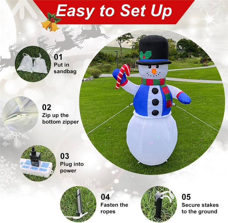 Christmas Decoration 1.8m Inflatable Gentleman Snowman with LED Lights Xmas New Year Party Indoor Outdoor Inflatable Ornament