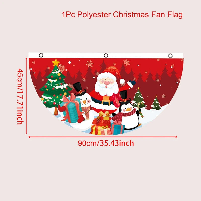 Christmas Outdoor Fan-shaped Flag Banner Merry Christmas Decoration for Home 2024 Xmas Ornament Navidad Natal Noel New Year 2025
