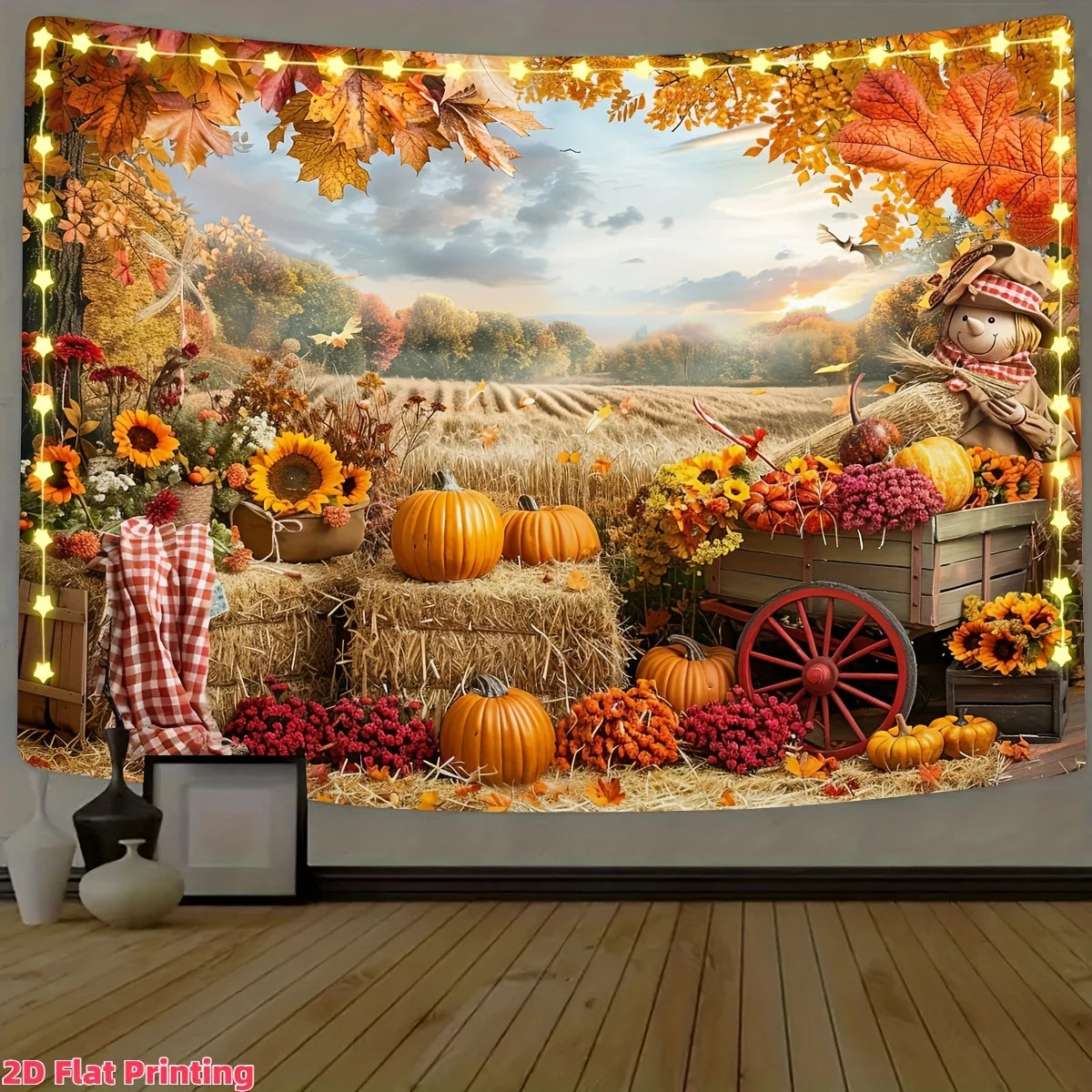1pc Autumn Thanksgiving Photo Background - Vivid Autumn Pumpkin Harvest Scene