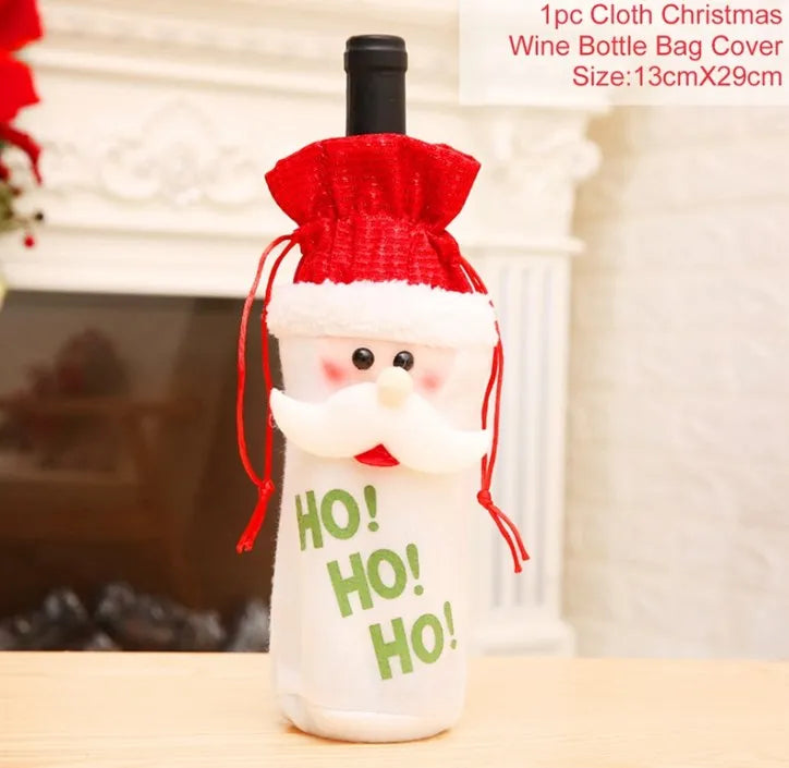 Christmas Wine Bottle Cover Merry Christmas Decoration For Home 2024 Christmas Ornaments Decor Happy New Year 2025 Navid Noel