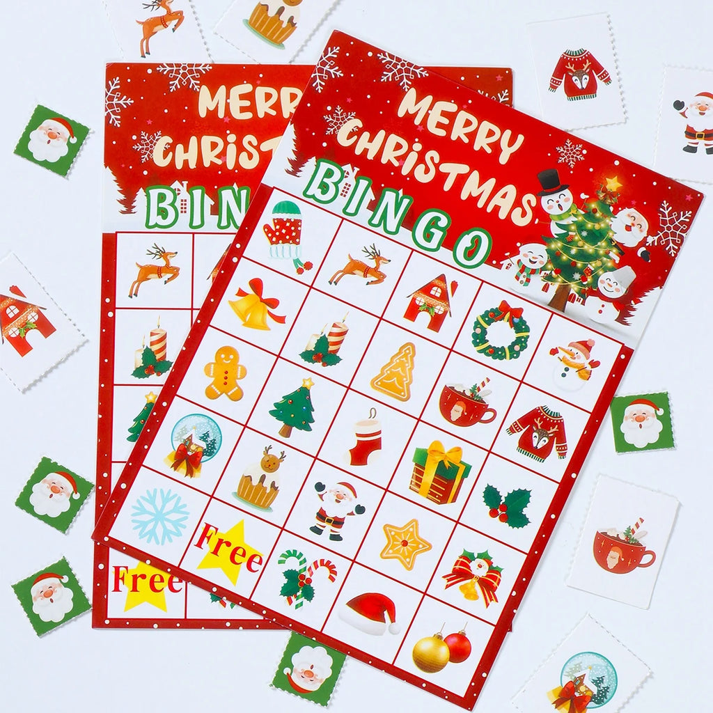 Christmas Bingo Game Christmas Decoration for Home 2024 Games with Reward Sticker Xmas Ornament Navidad Natal New Year Gift 2025