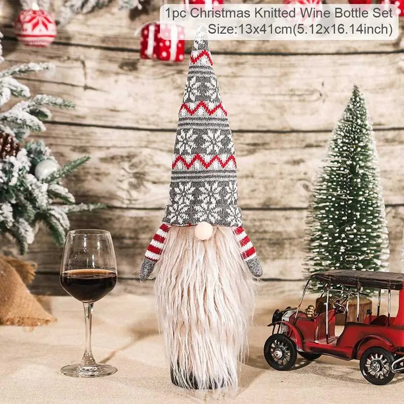 Christmas Wine Bottle Cover Merry Christmas Decoration For Home 2024 Christmas Ornaments Decor Happy New Year 2025 Navid Noel