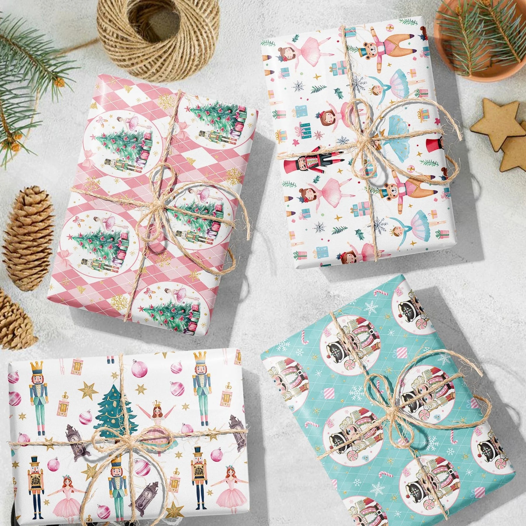 Nutcracker Wrapping Paper Festive Christmas Gift Packaging Christmas Gift Wrapping Paper Patterned Princess Themed Paper