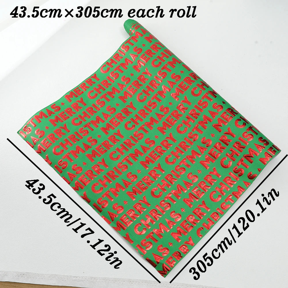 1 Roll Marry Christmas Themed Gift Wrap Paper - High-Quality Christmas and Holiday Merry Christmas Gold Stamping Text Design