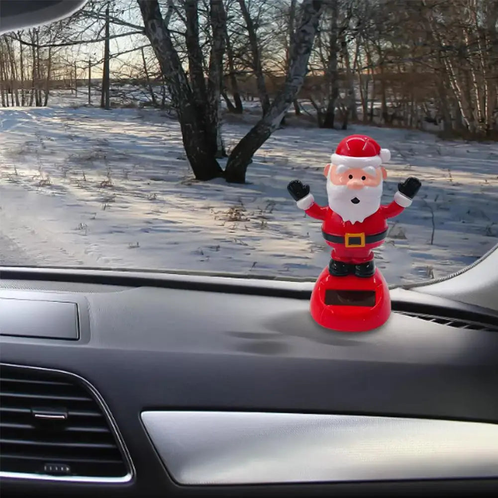 Christmas Car Decoration Solar Dancing Santa Claus Car Ornament Tree Elk Snowman Bobblehead Doll Merry Christmas Gift Accessory