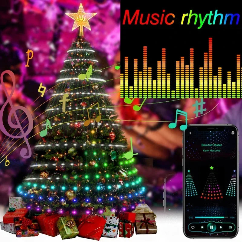 Christmas Decorations Tree Led Lights String Application DIY Image LED RGB IC Fairy Bluetooth Control