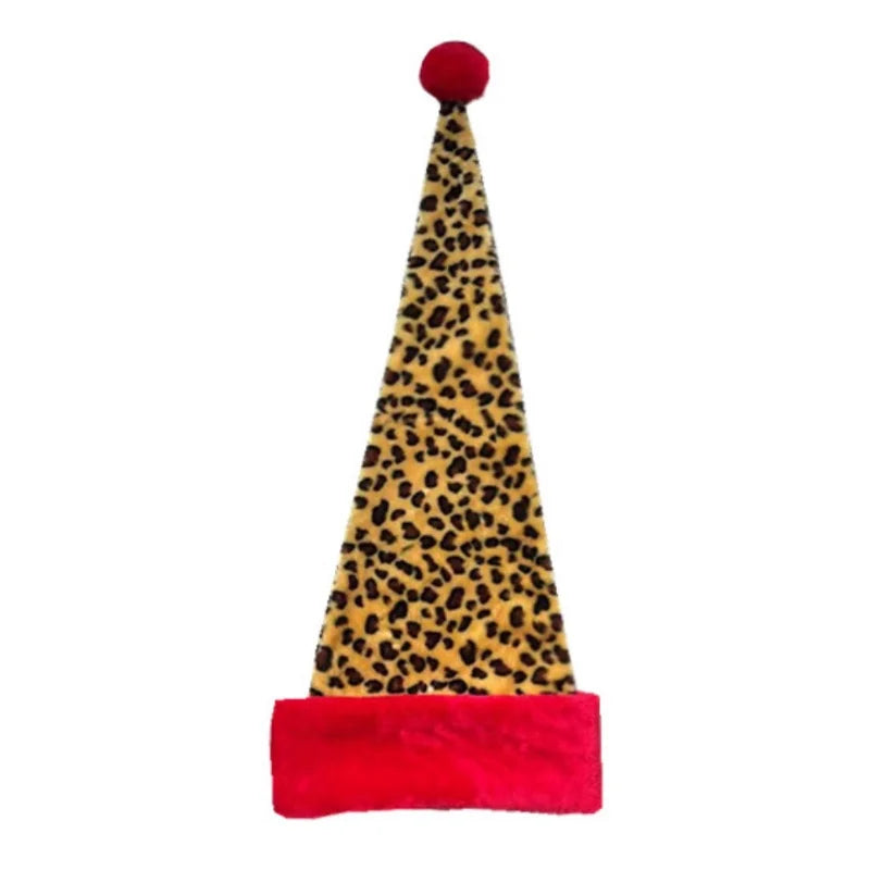 Leopard print with red border Christmas Xmas Cap Gifts New Year Festival Holiday Party Supplies Props