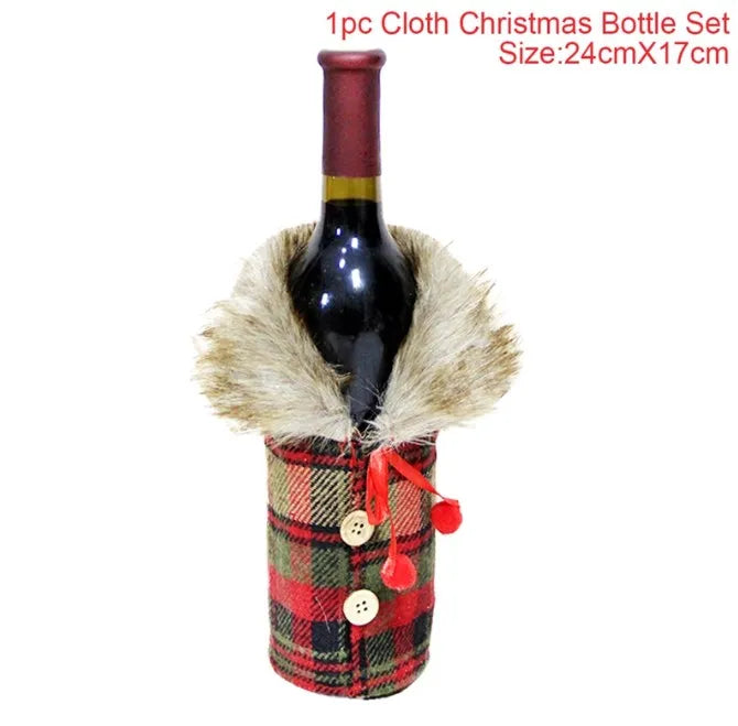 Christmas Wine Bottle Cover Merry Christmas Decoration For Home 2024 Christmas Ornaments Decor Happy New Year 2025 Navid Noel