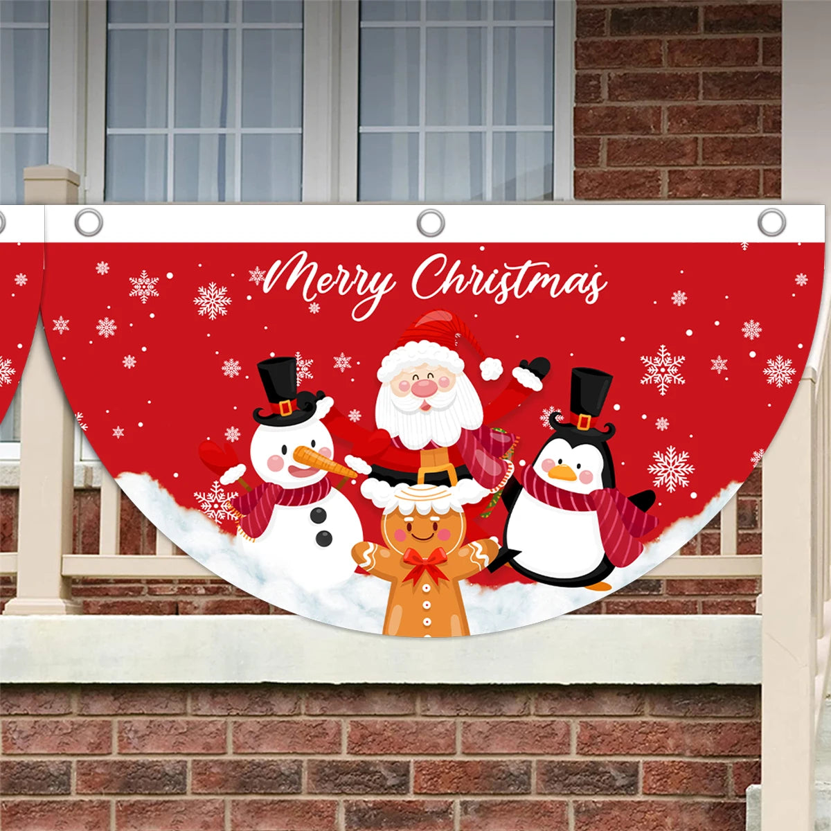 Christmas Outdoor Fan-shaped Flag Banner Merry Christmas Decoration for Home 2024 Xmas Ornament Navidad Natal Noel New Year 2025