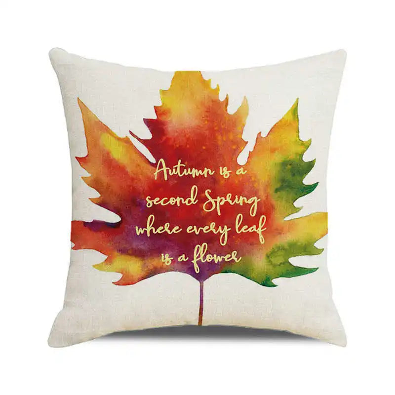 Happy Thanksgiving! Autumn maple leaves Digital printing short plush pillow covers for car sofa office cushion cover home goods