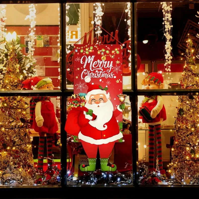 Merry Christmas Hanging Flag Christmas Decorations For Home 2024 Christmas Door Banner Xmas Gifts Navidad Happy New Year 2025