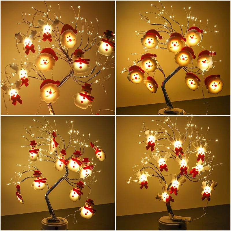 Snowman Christmas LED Garland String Light Merry Christmas Decorations For Home 2024 Xmas Tree Ornament Navidad New Year Gifts