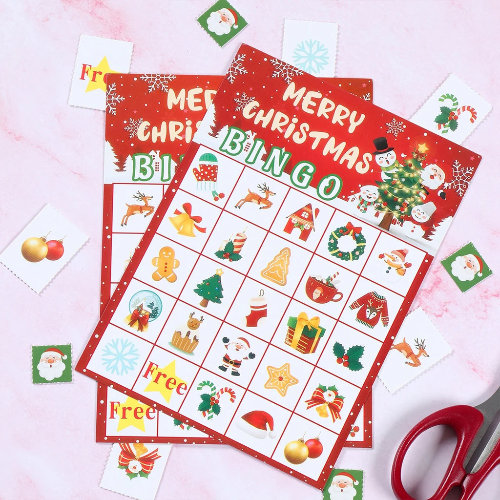 Christmas Bingo Game Christmas Decoration for Home 2024 Games with Reward Sticker Xmas Ornament Navidad Natal New Year Gift 2025