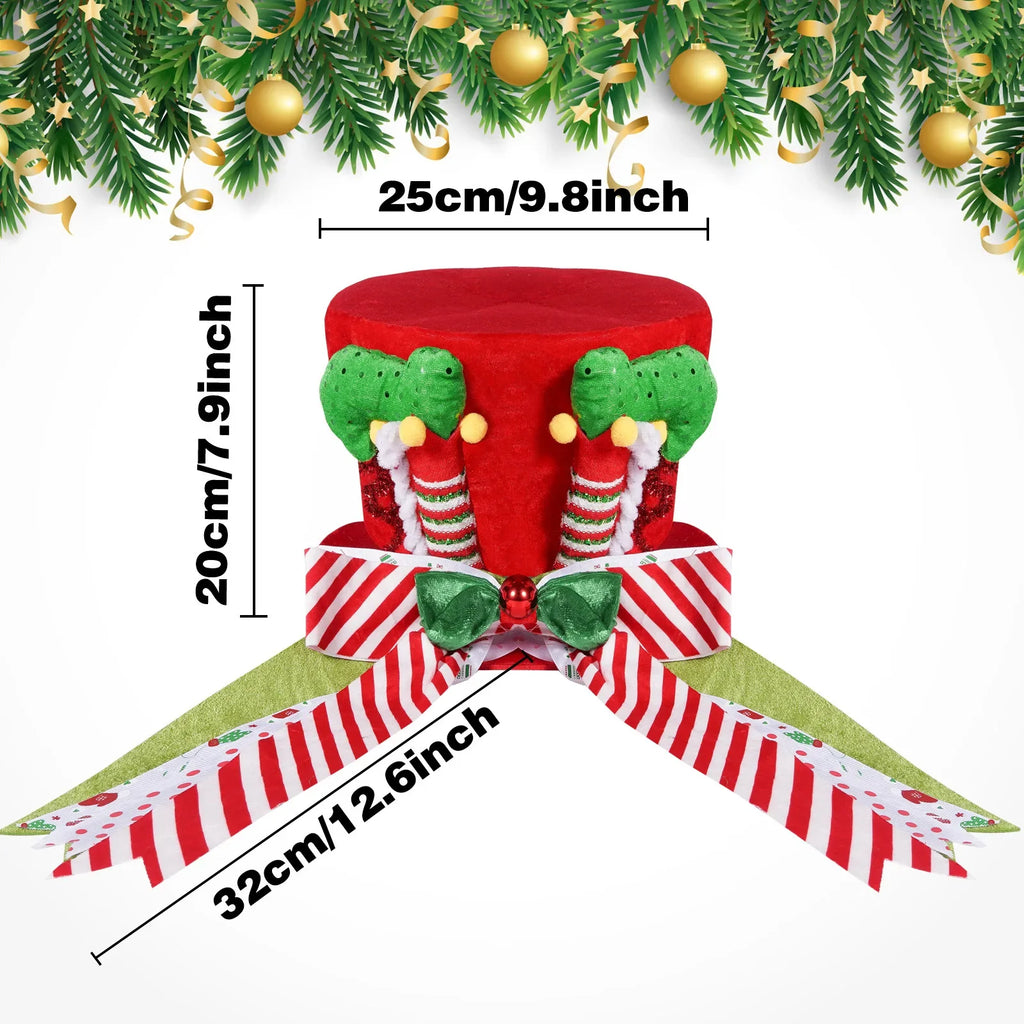 Christmas Tree Decorations Tree Top Star Striped Bow Tree Hat Sequin Christmas Tree Hat Hanging Decoration Christmas Decor