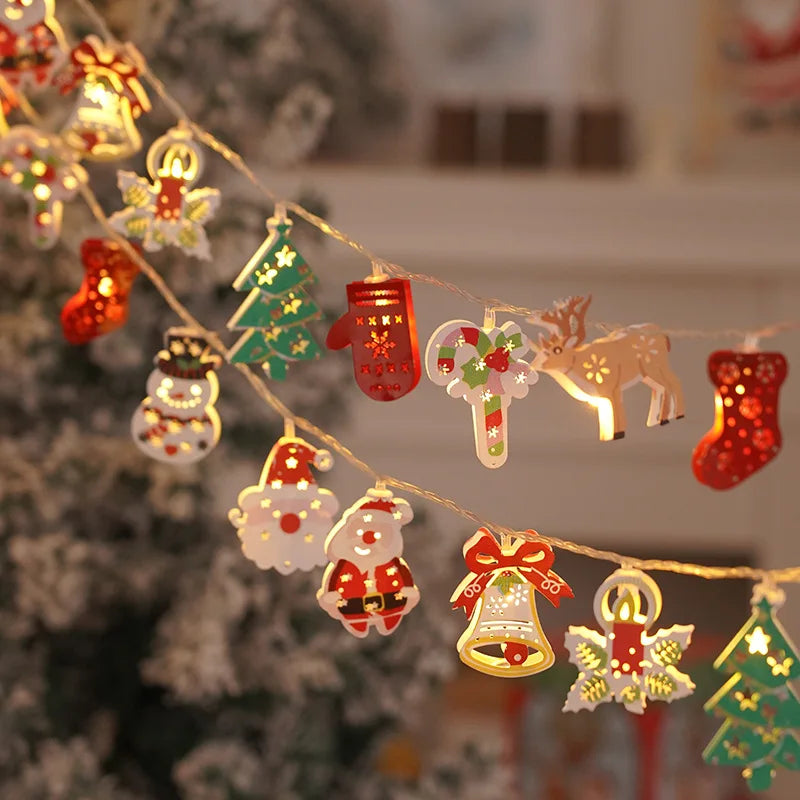 Christmas Deer Snowflake LED String Lights Battery Powered Fairy Lights Christmas Tree Ornament Decoration