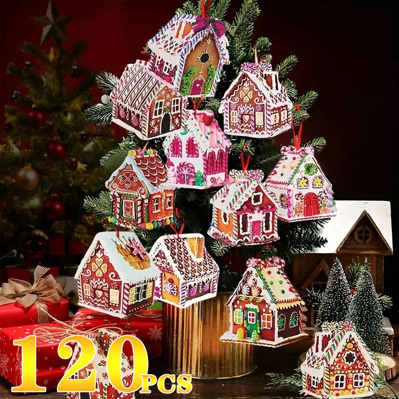 Christmas Decorations Wooden Colorful Candy House Decorations Christmas Tree Decorations Home Hangings Handmade Christmas Sets